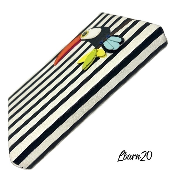 Kate Spade Toucan Parrot Novelty Striped Clutch Bag - Picture 9 of 12
